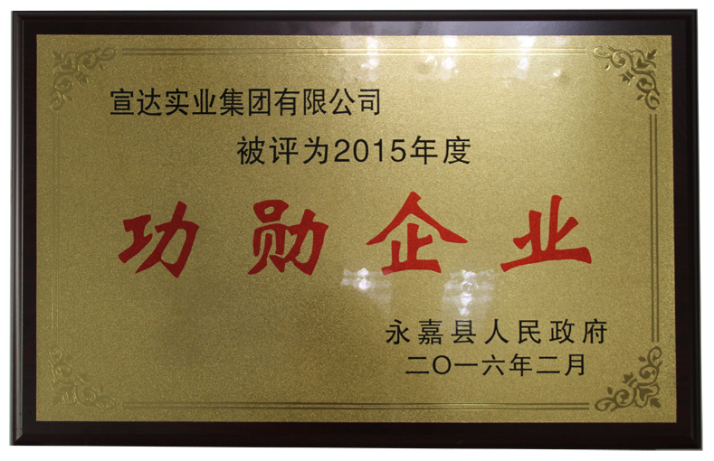 乐鱼（中国）荣膺2015年度永嘉县功勋企业称号